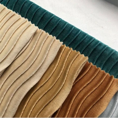 Vertical Stripe Crinkle Corduroy Upholstery Velvet Fabric high quality